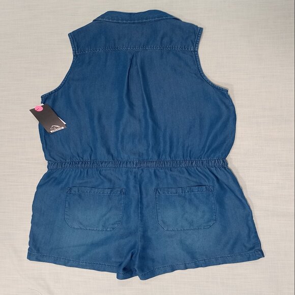 Jordache Romper Women's Denim Chambray Blue Summer Casual Preppy Size Medium - Picture 11 of 11